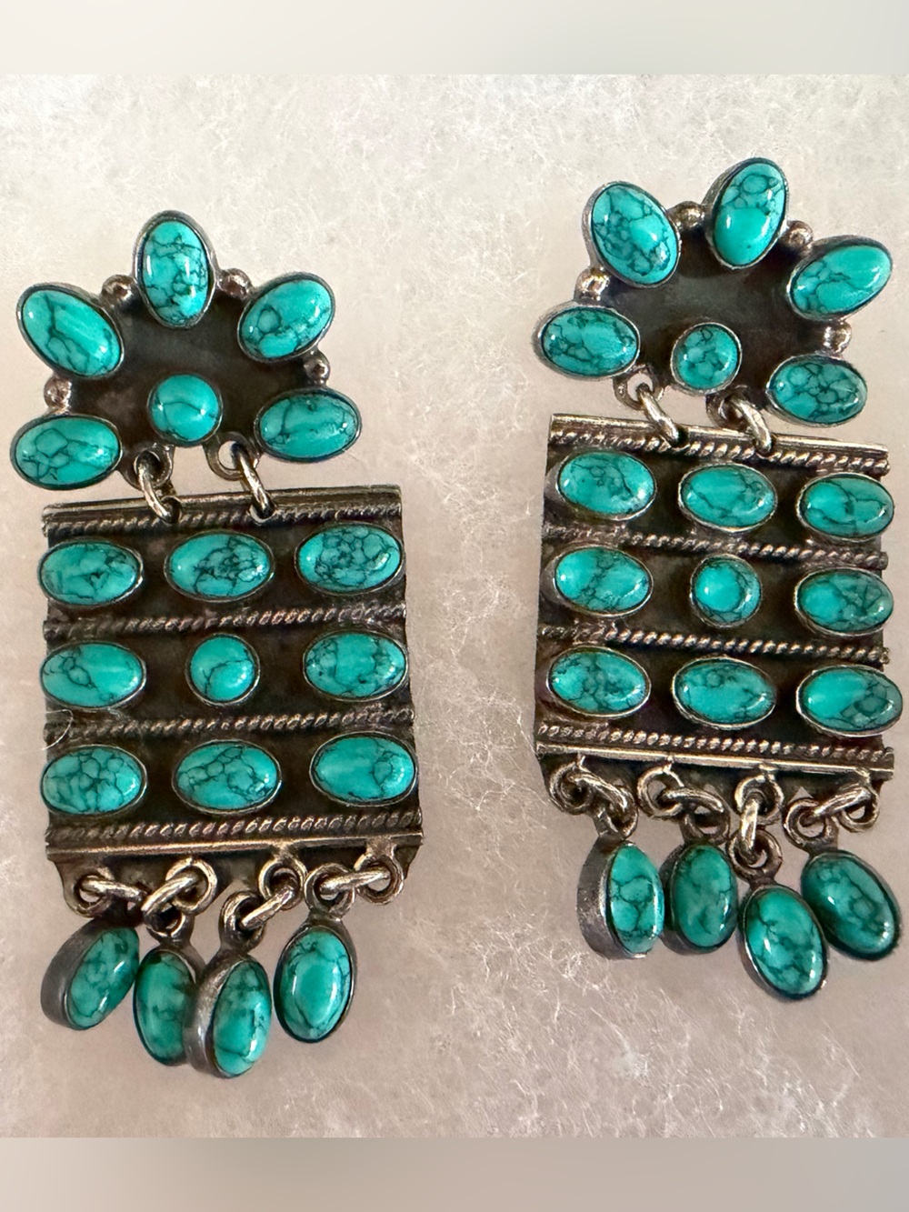 Authentic Vintage Turquoise and Sterling Silver Earrings